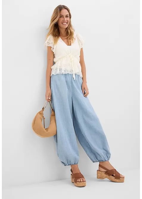 Haremsbyxa i l&auml;tt linnemix, bonprix