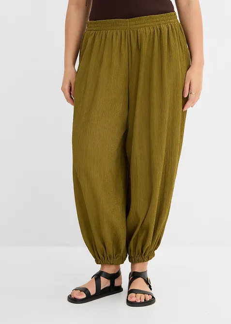 Haremsbyxa av kr&auml;pp med struktur, bonprix