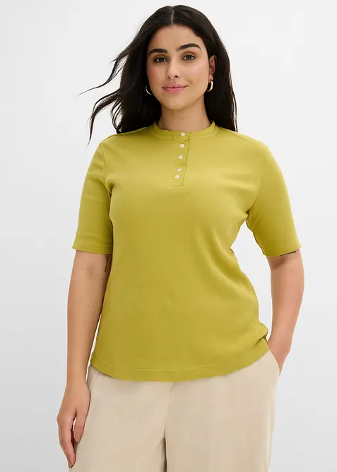 Ribbstickad topp i ekologisk bomull, bonprix