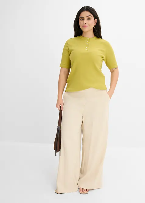 Ribbstickad topp i ekologisk bomull, bonprix