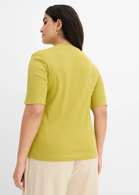 Ribbstickad topp i ekologisk bomull, bonprix