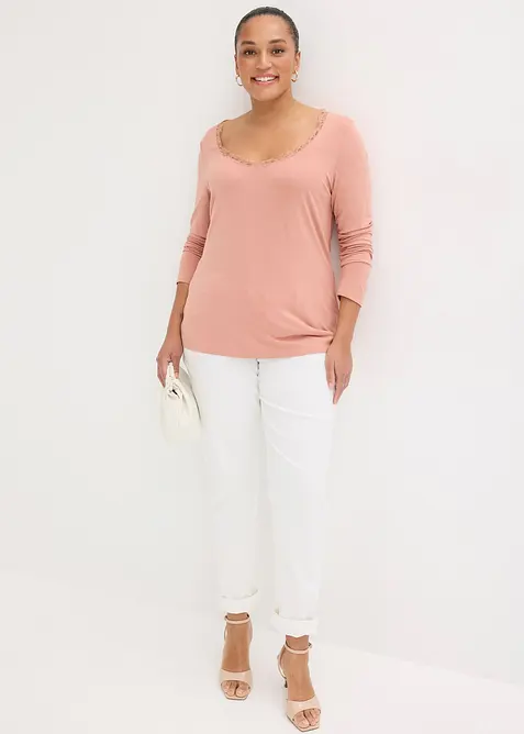 L&aring;ng&auml;rmad topp i mjuk viskosmix, bonprix