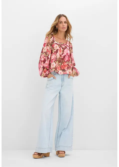 Blus med ballongformad nederkant, bonprix