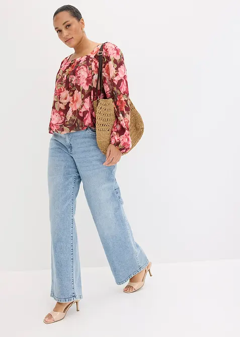 Blus med ballongformad nederkant, bonprix