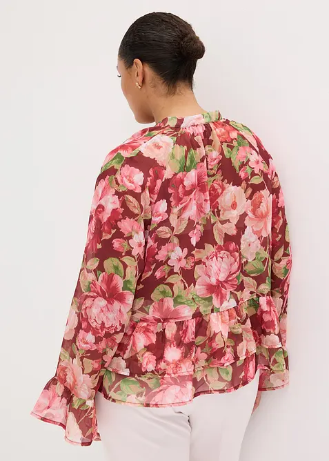 Chiffongblus med volanger, bonprix