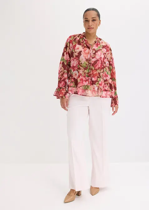 Chiffongblus med volanger, bonprix