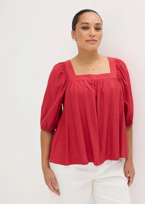 Blus av krinklat material med struktur, bonprix