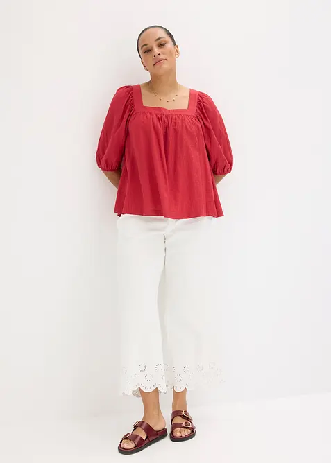 Blus av krinklat material med struktur, bonprix