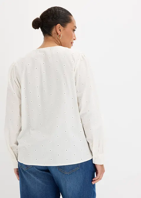 Blus av poplin med struktur, bonprix