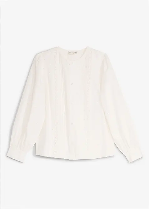 Blus av poplin med struktur, bonprix