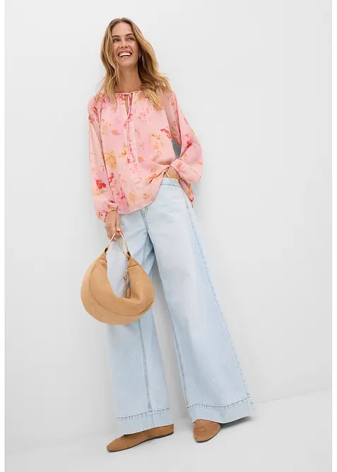 Chiffongblus med knytband, bonprix