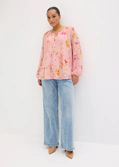 Chiffongblus med knytband, bonprix