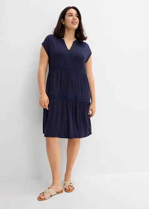 Tunikakl&auml;nning med spets i mjuk viskosmix, bonprix