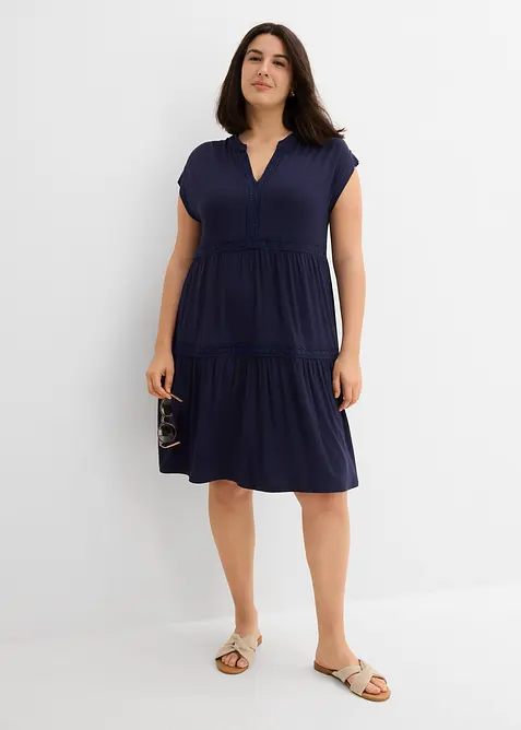 Tunikakl&auml;nning med spets i mjuk viskosmix, bonprix