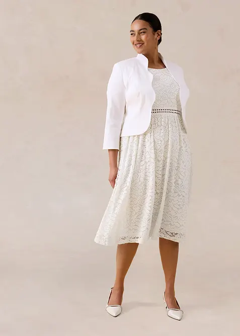 Spetskl&auml;nning med virkad inf&auml;llning i midjan, bonprix