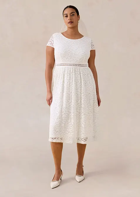 Spetskl&auml;nning med virkad inf&auml;llning i midjan, bonprix