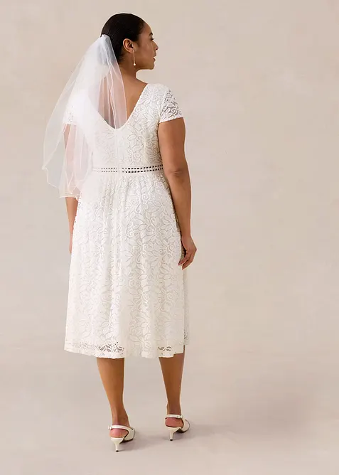 Spetskl&auml;nning med virkad inf&auml;llning i midjan, bonprix