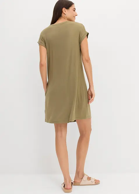 Jerseykl&auml;nning i mix av viskos och elastan med broderi, bonprix