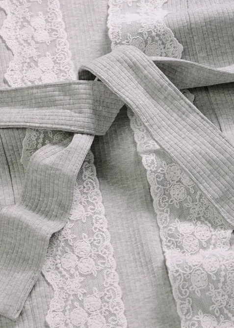 Ribbad kimono i bomull, bonprix