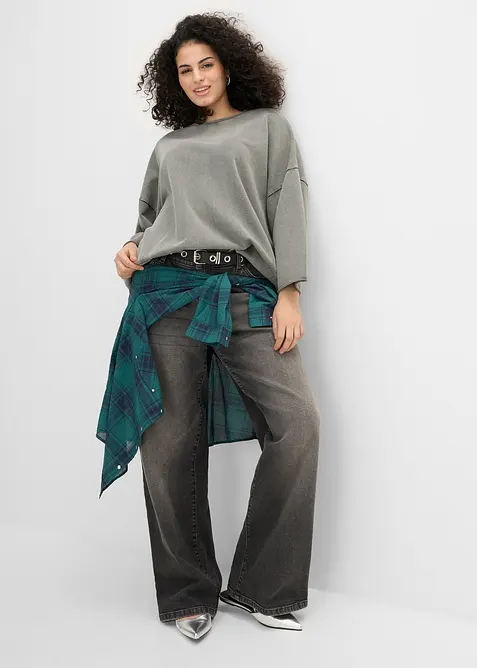 Oversizesweatshirt i bomullsmix, bonprix