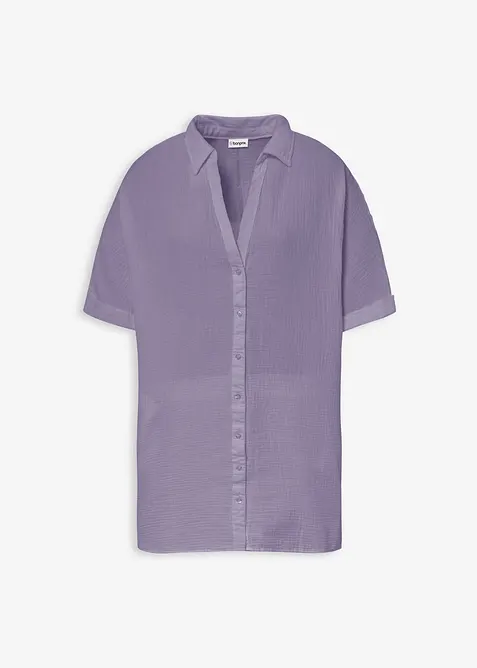 L&aring;ng muslinblus i oversizemodell av bomullsmuslin, bonprix