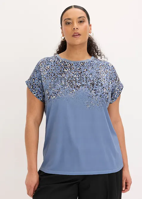 Topp med v&auml;vd inf&auml;llning och glittrande stenar, bonprix