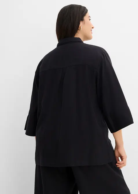 Skjortblus i svalkande linnemix, bonprix