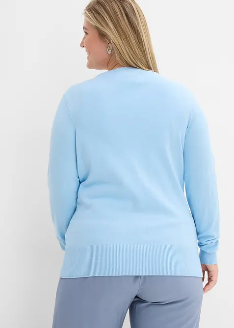 Finstickad cardigan med knappsl&aring;, bonprix