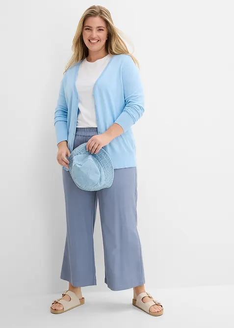 Finstickad cardigan med knappsl&aring;, bonprix