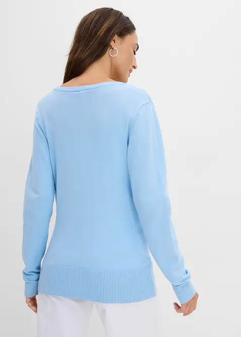 Finstickad cardigan med knappsl&aring;, bonprix