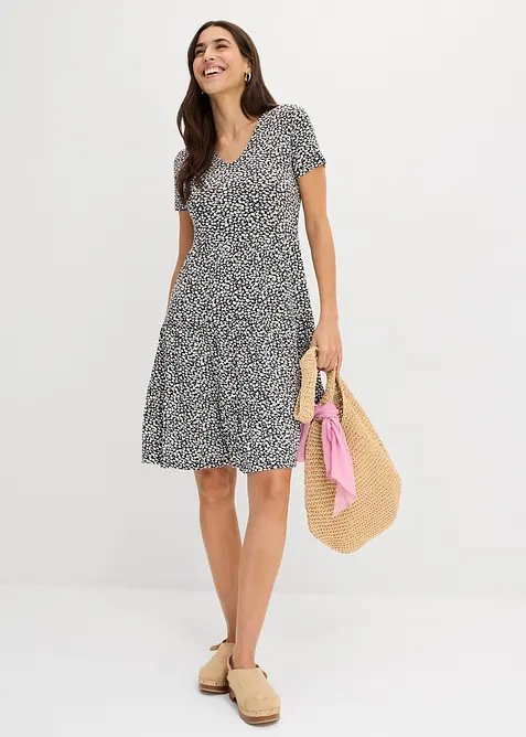 Jerseykl&auml;nning i viskosmix, bonprix