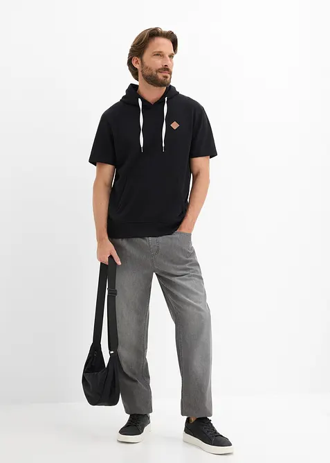 Kort&auml;rmad sweatshirt med huva, bonprix