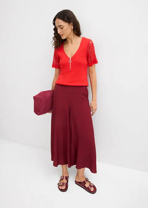 Ribbstickad topp av bomull, bonprix