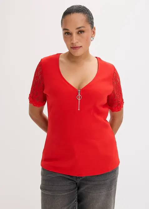 Ribbstickad topp av bomull, bonprix