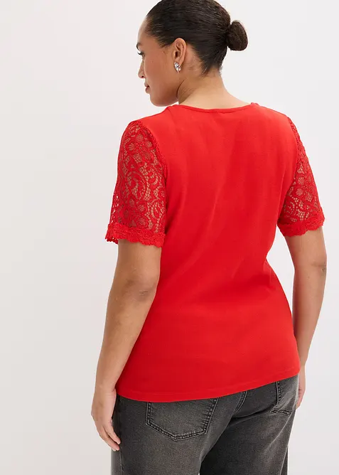 Ribbstickad topp av bomull, bonprix