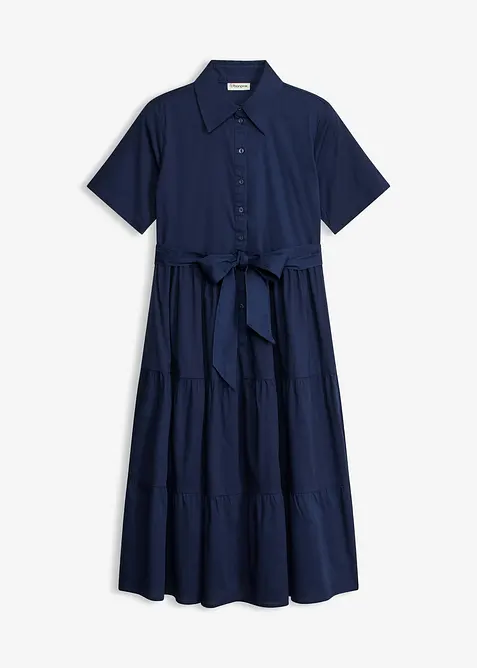 Skjortkl&auml;nning i elastisk bomullsmix, bonprix