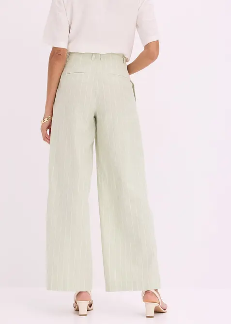 Byxa med gubbveck i linneblandning, bonprix