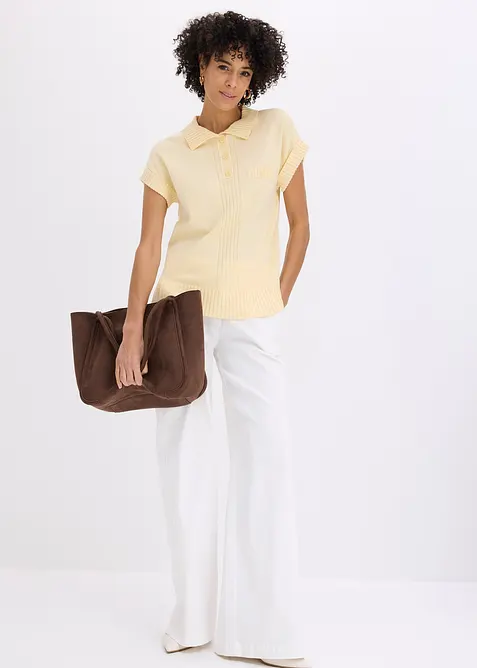 Tr&ouml;ja i bomullsmix med tenniskrage, bonprix