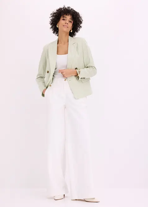 Stretchbyxa med vida ben, bonprix