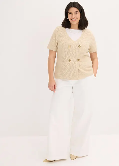 Stretchbyxa med vida ben, bonprix