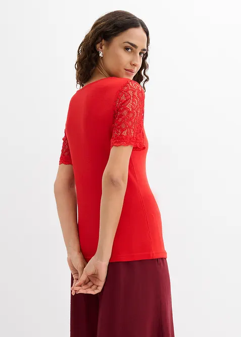 Ribbstickad topp av bomull, bonprix