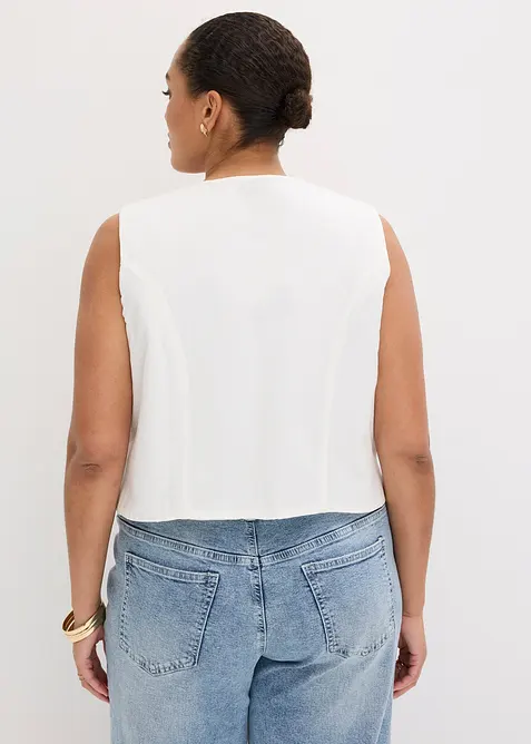 Broderad v&auml;st i luftig bomullsmix med linne, bonprix