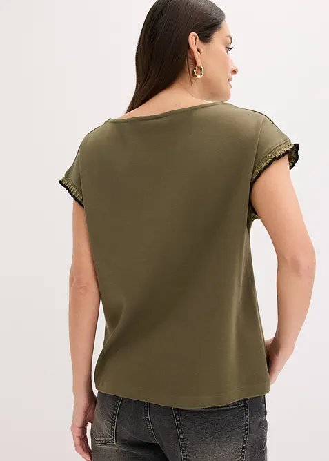 Topp i bomull med dekorativa &auml;rmslut, bonprix