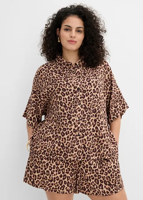 Skjortblus i f&ouml;ljsam viskos, bonprix