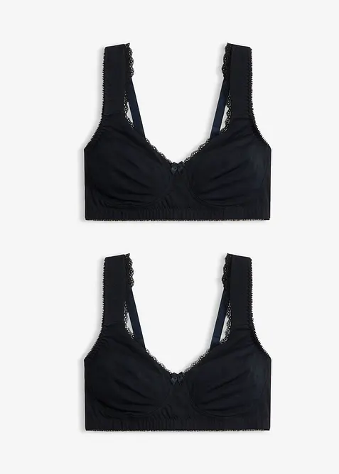 Minimizer-BH i T-shirtmodell utan bygel, med ekologisk bomull (2-pack), bonprix