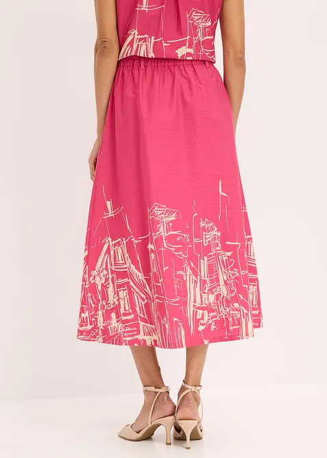 Mellanl&aring;ng kjol i poplin av ekologisk bomull, bonprix