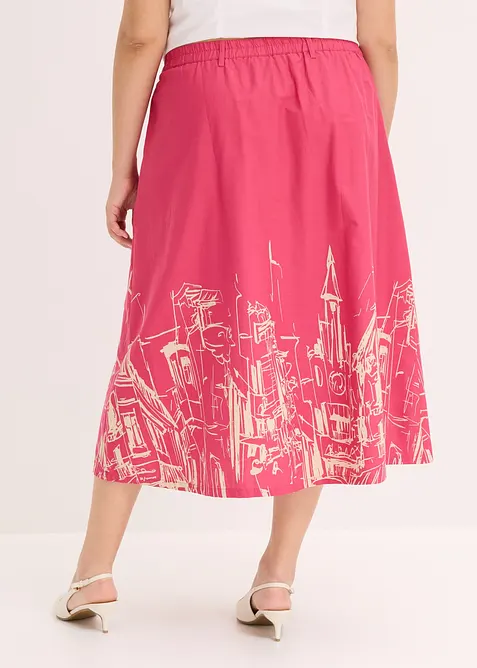 Mellanl&aring;ng kjol i poplin av ekologisk bomull, bonprix