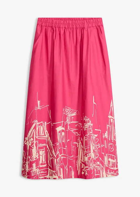 Mellanl&aring;ng kjol i poplin av ekologisk bomull, bonprix