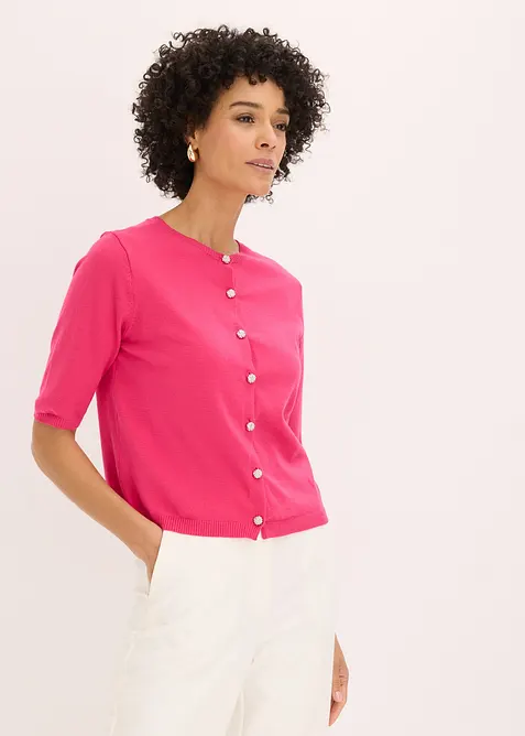 Finstickad cardigan i viskosmix, bonprix