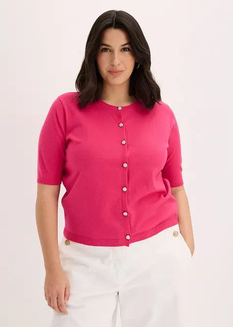 Finstickad cardigan i viskosmix, bonprix